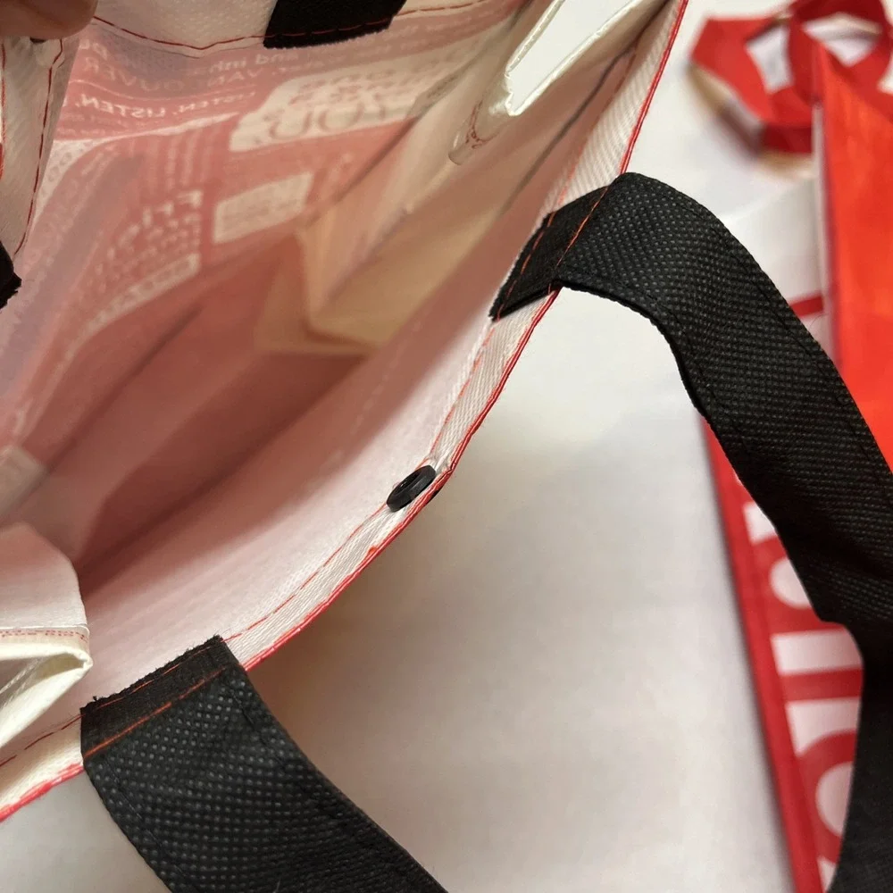 Lululemon Reusable Tote Bag Set Red White Black Yoga Gym Shopping Tote Lot of 2